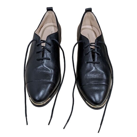 Cole Haan Grand Ambition Black Leather Lace Up Oxford Wing Tip Shoes Sz 6 1/2 B - Picture 3 of 12